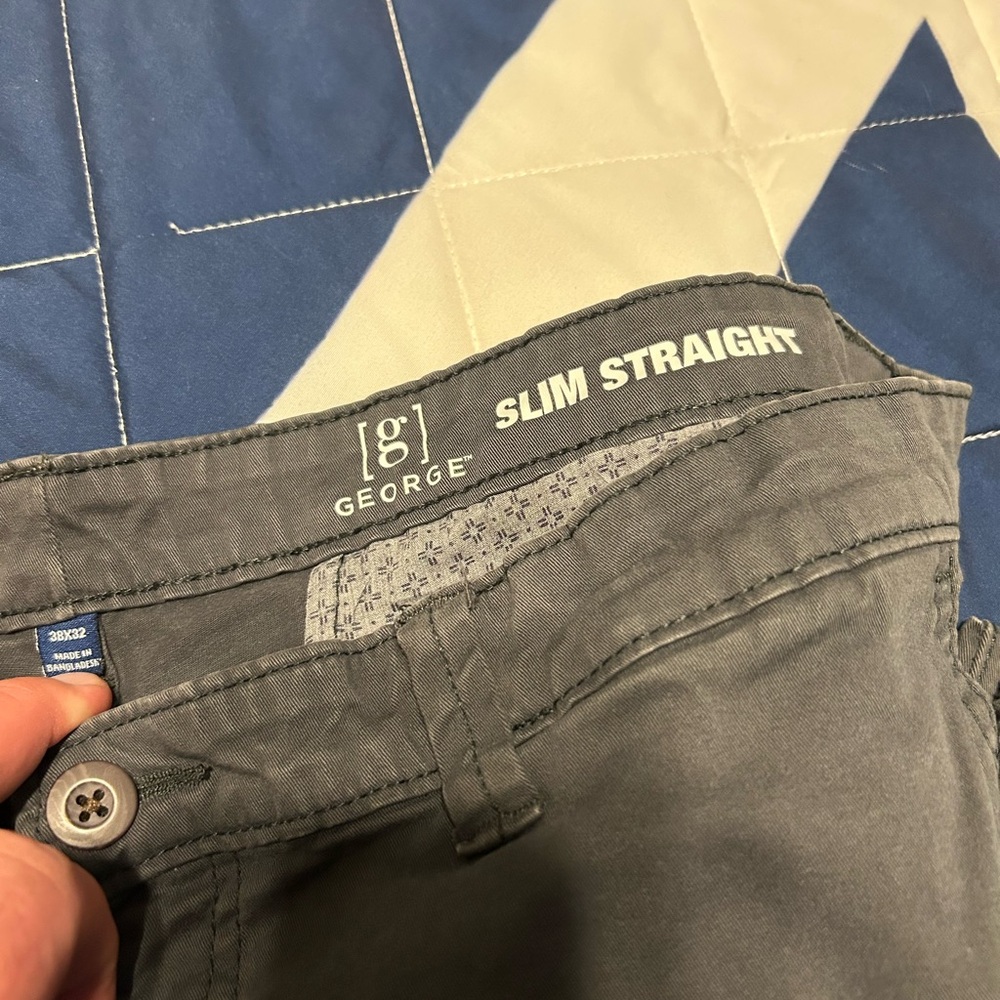George Charcoal Slim Straight Pants